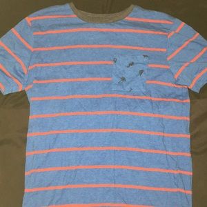 Never worn! Blue with red stripes. Longer length.